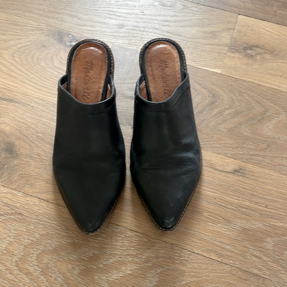 Madewell Chunky Heel Slides With Pointed Toe Do - image 1